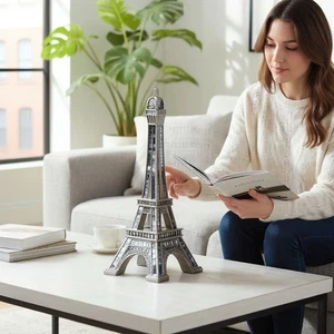 14 Inch Eiffel Tower Decor With Silver Mirror Accents - Picture 1 of 4