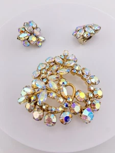 Vintage Signed SHERMAN Brooch & Earrings Set - Picture 1 of 5