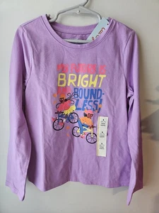 NEU Cat & Jack Mädchen Langarm hell und grenzenlos Grafik T-Shirt Medium - Bild 1 von 3