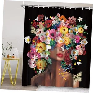 Black Girl Women Shower Curtain Sets for Bathroom 60Wx72H African America - Picture 1 of 7