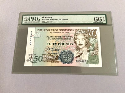 Guernsey 50 Pounds P-59 ND(1994)  PMG 66 EPQ - Image 1 of 4