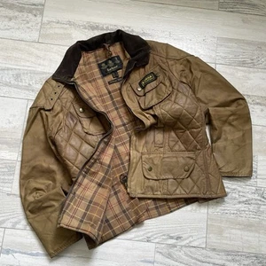 Women's Barbour Wax L1611 International Biker uk12 brown Made in England - Picture 1 of 15