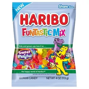 BOLSA HARIBO FUNTASTIC MIX GOMA CARAMELO 4 oz - PAQUETE DE 5 - Imagen 1 de 2