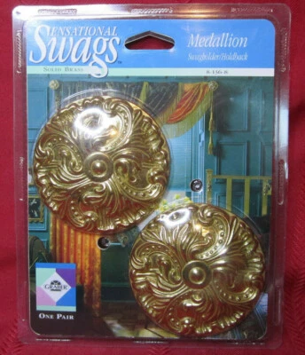 NEW Vintage Graber Sensational Swag Solid Brass Curtain/Drape Tieback Holdback - Image 1 of 4