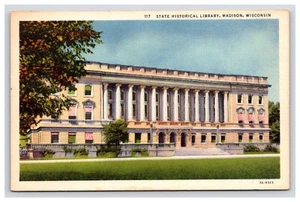 Postkarte: WI State Historical Library (Leinen), Madison, Wisconsin - unbesendet - Bild 1 von 2