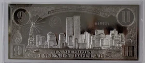 Republic of Liberia World Trade Center $20 in Memory 9/11 2001 Silver Leaf Note - Picture 1 of 2