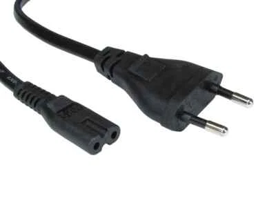2M EURO 2 PIN PLUG TO IEC C7 FIGURE 8 TYPE BLACK CABLE, TV RADIO LAPTOP PS 2M - Image 1 of 4