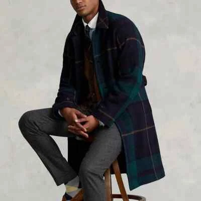 $2498 Polo Ralph Lauren Size 40R  Tartan Plaid Topcoat Blackwatch Donegal Tweed - Image 1 of 4