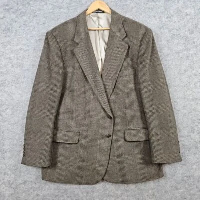 Savile Row Men's Blazer Size 48R Brown Windowpane Tweed Plaid Wool Camel Preppy - Image 1 of 4