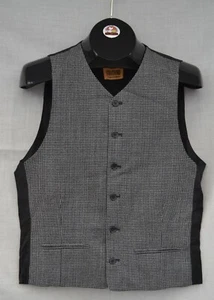 Vintage 'STRATFORD' Waistcoat - Black Checked. Small - Picture 1 of 8