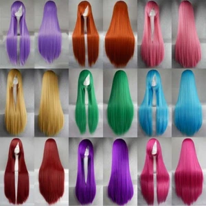 Women's Full Wig 100cm/39" Long Straight Cosplay Anime Party Heat Resistant Hair - Picture 1 of 21