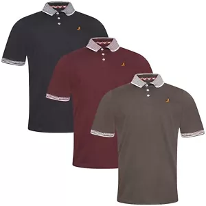 New Mens Polo Shirt Short Sleeve Casual Regular Fit Tipped Plain Premium Top - Picture 1 of 25