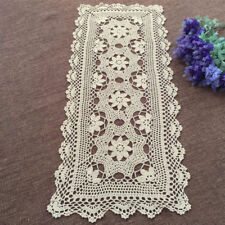 Vintage Lace Table Runner Dresser Scarf Hand Crochet Rectangle Doily 15x35inch