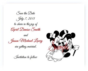 50 Personalized Custom Mickey and Minnie Disney Wedding Save The Date Cards - Picture 1 of 1