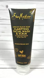 Shea Moisture Clarifying Facial Wash & Scrub African Black Soap 4oz Blemish Skin - Picture 1 of 8