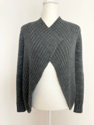 Suéter cárdigan tejido Merona para mujer talla M gris plata brillante drapeado abierto Foto 1 de 4