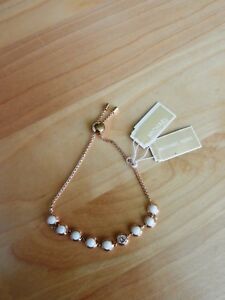 Michael Kors RoseGoldtone and Semi-precious White Stone Slider Bracelet