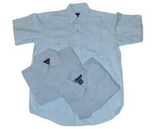 3 Vintage Williams Bay Western Hemd Herren Large Blau Perlen Druckknopf Kurzarm Baumwolle - Bild 1 von 6