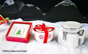 PLATOS DE APERITIVO DE ÁRBOL DE CAJA Y BARRIL (4), CUENCOS DE COPO DE NIEVE (3) Y BOTE - NUEVOS - Imagen 1 de 23