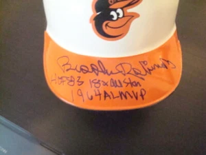 Brooks Robinson AUTOGRAPHED BALTIMORE ORIOLES Mini Helmet HOF 83 & AL MVP 64 JSA - Picture 1 of 5