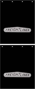 Freightliner Trucks 24" x 30" Black & Silver Poly Semi Truck Mud Flaps-Pair - Picture 1 of 2