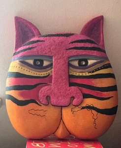 Vintage Laurel Burch Caribbean orange pink Cat Mask - Picture 1 of 5