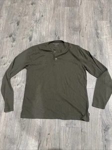 Lucky Brand Long Sleeve 3 Button Thermal Shirt Size Large Dark Green Cotton/Poly - Picture 1 of 13