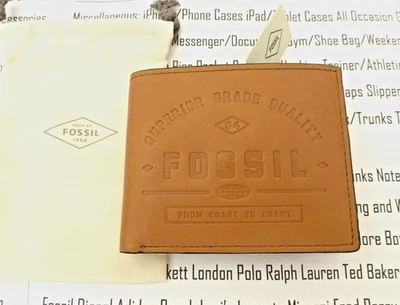 FOSSIL Bifold Leather Wallet Mens LEE Tan Emboss Coin Wallets in DustBag Rp£59 - Image 1 of 4