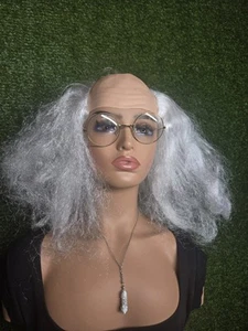 Old Man Woman Bald Cap Wig White Hair Grandpa Halloween Cosplay Costume Wig 131 - Picture 1 of 5