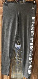 Victoria's Secret PINK Yoga Leggings Gr. M Perlen Pailletten Logo Streifen EUC Y2K grau - Bild 1 von 5
