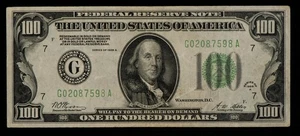 FR 2151-G $100 1928 A Federal Reserve Note US - SKU-CA1502 - Picture 1 of 2