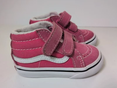 Zapatillas altas Vans rosa para niñas pequeñas talla 5 cierre de gancho y bucle usadas en excelente estado  Foto 1 de 4
