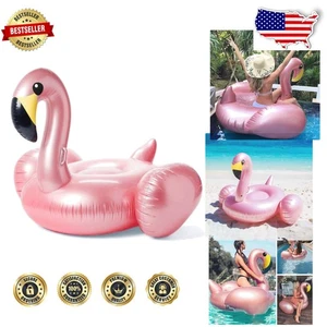 Giant Inflatable Flamingo Pool Float XL - Durable Rose Gold, Fast Inflate - Picture 1 of 9