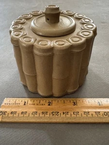 Tarro de carrito de té marrón bronceado yixing en forma de bambú bote azucarero cubierto con tapa - Imagen 1 de 7