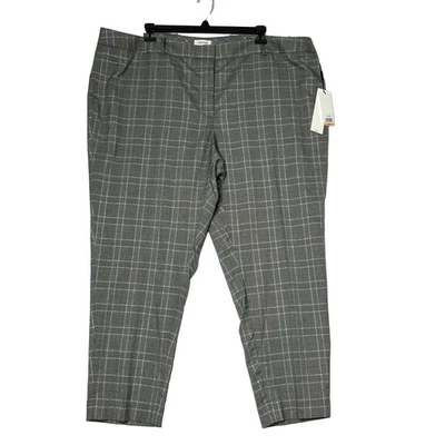 Calvin Klein Plaid Slim Fit Ankle Dress Pants Gray Black Size 24W MSRP $109 - Image 1 of 4