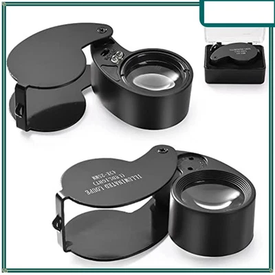 40 X Magnifying Loupe Jewelry Eye Glass Magnifier LED Light Jewelers Loop Pocket - Image 1 of 4