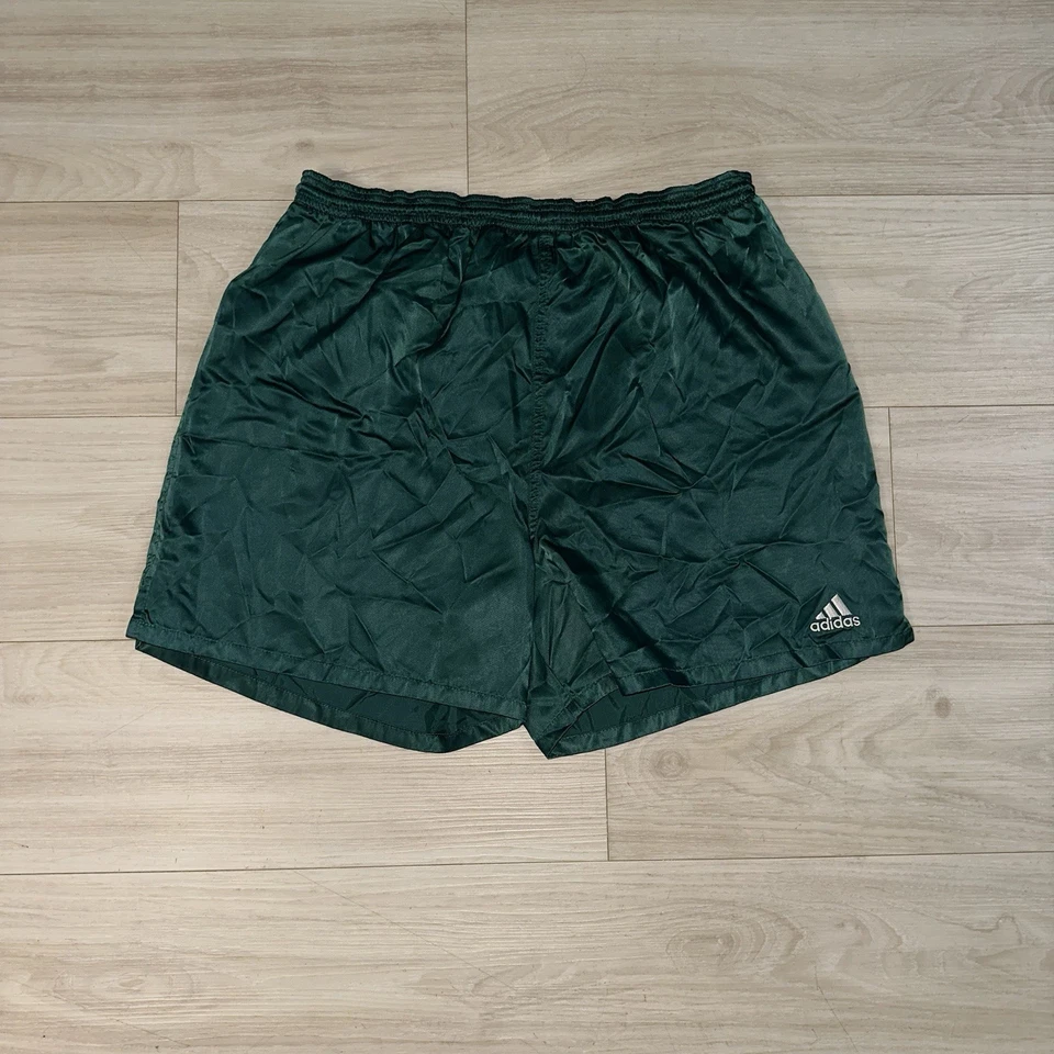 Pantalones Cortos de Fútbol Adidas De Colección Verde Talla Grande Brillante Deslumbrante Retro Gimnasio Rayas Foto 1 de 4