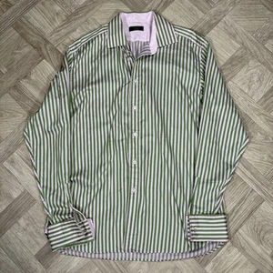 Camisa Ted Baker London "Archivo" verde claro rosa a rayas - talla 16,5” - Imagen 1 de 9