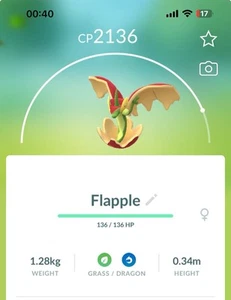 Flapple Pokemon Gen8 Lv30+ GO Pokémon Applin Appletun Galar Same Day - Picture 1 of 2
