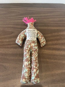 Dammit Doll Original Brown Floral Flowers Vines Stress Relief Pink hair blue - Picture 1 of 1