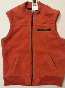 Neu mit Etikett Jungen 5T Baby GAP Reißverschluss orange FLEECE-Futter WESTE gerippter Kragen & Taille - Bild 1 von 3