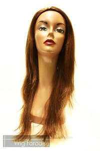 SALE 100% Human Hair 3/4 Wig Half Wig with Combs HR Silky Fall Wig