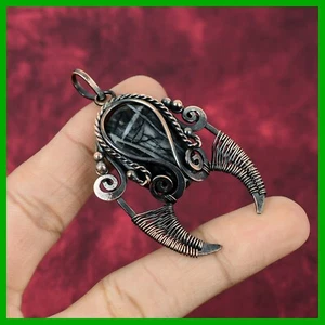 St Patrick Day Sale Copper Oval Natural Picasso Jasper New Wire Wrapped Pendant - Picture 1 of 6