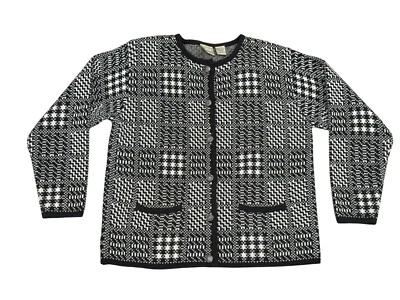 VTG Hasting & Smith Cardigan Sweater Women's Small Black White - Image 1 of 4