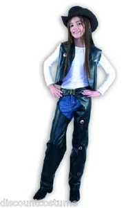 COWGIRL GIRL'S BROWN CHAPS AND VEST HALLOWEEN COSTUME CHILD SIZE XSMALL 4-6 - Picture 1 of 2