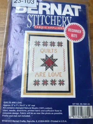 Bernat Stitchery Quilts Are Love Counted Cross Stitch Kit Pattern Beginner - Image 1 of 3