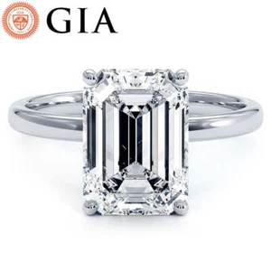 Emerald Cut 3.05ctw GIA Certified Lab Grown Diamond Engagement Ring set in 14k - Picture 1 of 5