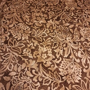 Vintage Duralee VERONA Fabric / Batik Jacobean Design / Browns & Gold / 4+ Yards - Picture 1 of 7