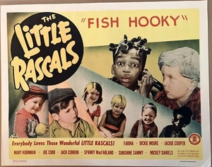 ORIGINAL 1952 R 1933 THE LITTLE RASCALS MOVIE LOBBY CARD “FISH HOOKY.” Rare! - Picture 1 of 2