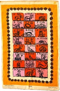 NOS Vtg. Linen Tea Towel PAMELA KAY by JONELLE Antique English Alphabet Primer - Picture 1 of 9